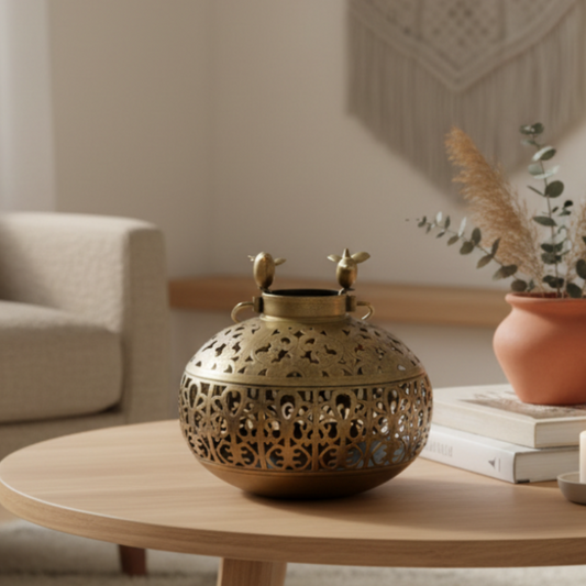 Matka T-Light Holder with Birds
