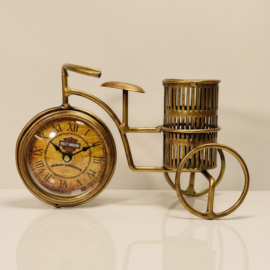 Vintage Bicycle Clock & Pen Holder