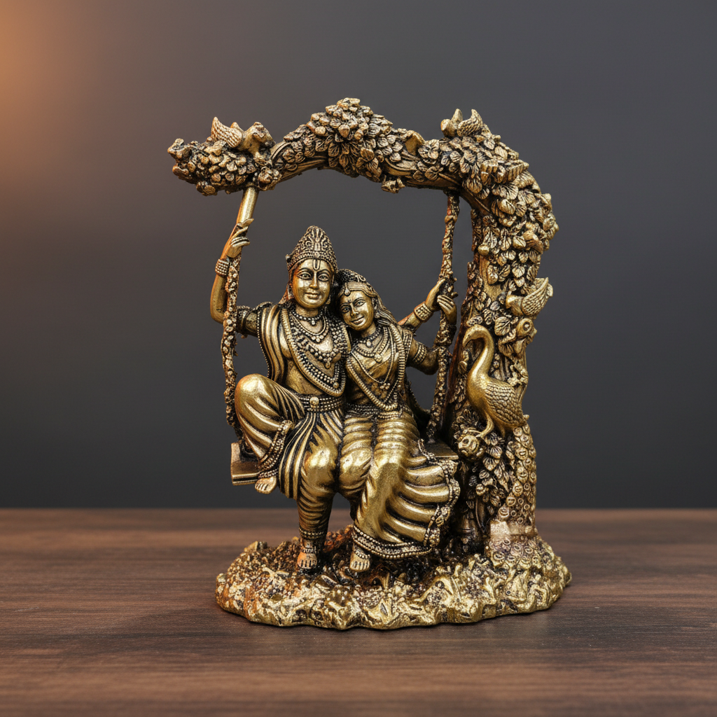 Radha Krishna Jhula — Front, Yellow Gold